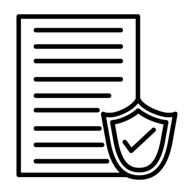 Kalkanlı dosya koruma simgesi, vektör illüstrasyonu