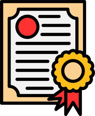 Diploma yassı simgesi, vektör illüstrasyonu