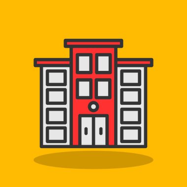 Belediye binası düz ikon vektör illüstrasyonu