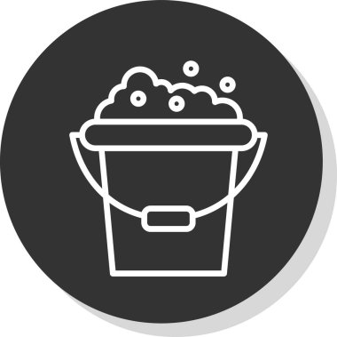 Köpük ağ simgesi olan kova, basit vektör illüstrasyonu