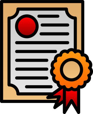 Diploma yassı simgesi, vektör illüstrasyonu