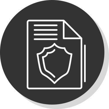 Kalkanlı dosya koruma simgesi, vektör illüstrasyonu