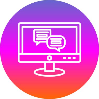 Konuşma baloncuğu ikonlu bilgisayar ekranı. vektör illüstrasyonu