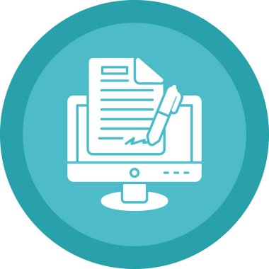 Dijital imza simgesi, vektör illüstrasyonu 