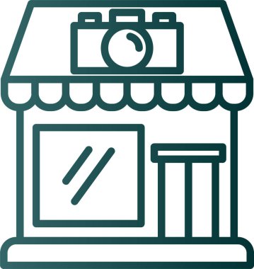 Kamera dükkanı simgesi, basit vektör illüstrasyon tasarımı