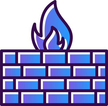 Güvenlik duvarı. Web simgesi vektör illüstrasyonu  