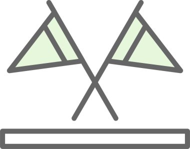 İki çapraz bayrak simgesi, vektör illüstrasyonu