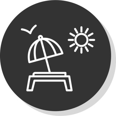plaj şemsiye ikonu vektör illüstrasyonu