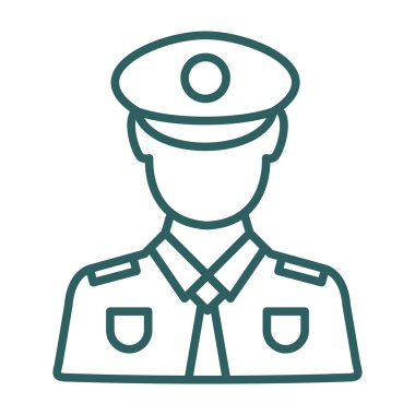 Asker simge vektör web ve mobil uygulaması tasarımı, asker logo kavramı için izole üzerinde beyaz arka plan