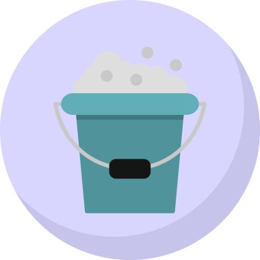 Köpük ağ simgesi olan kova, basit vektör illüstrasyonu