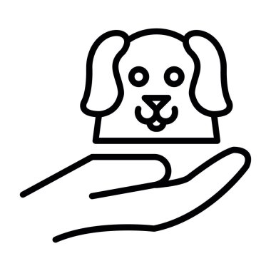 Vektör illüstrasyonu, köpek simgesini tutan el.
