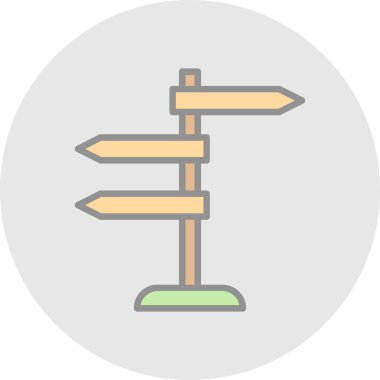 Yön, işaret direği simgesi. Basit vektör illüstrasyonu