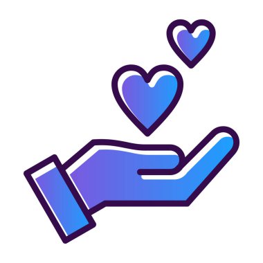 el simgesi olan kalp, vektör çizimi, düz tasarım