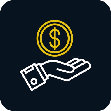 Para biriktir. Web simgesi basit bir illüstrasyon. El ve dolar para sembolü