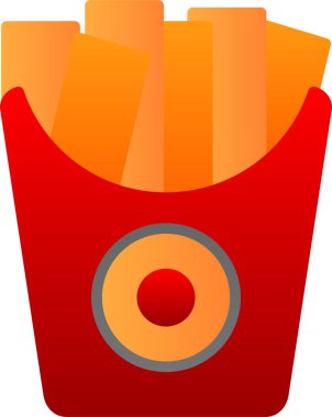 Kızarmış patatesin vektör çizimi. Yiyecek ikonu, patates kızartması. 