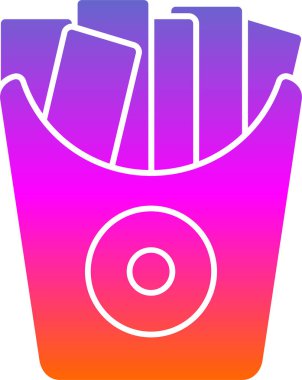 Kızarmış patatesin vektör çizimi. Yiyecek ikonu, patates kızartması. 