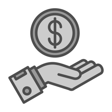 Para biriktir. Web simgesi basit bir illüstrasyon. El ve dolar para sembolü