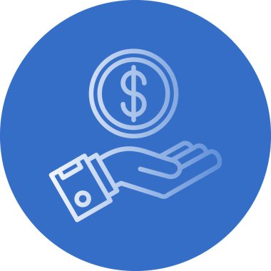 Para biriktir. Web simgesi basit bir illüstrasyon. El ve dolar para sembolü