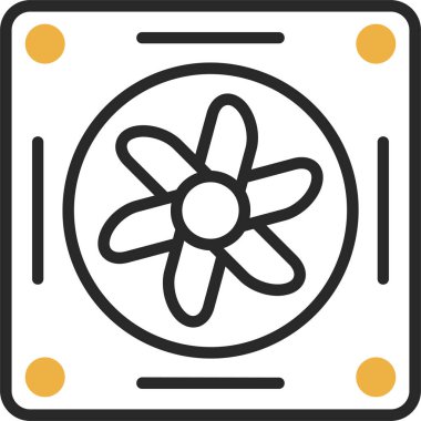 Soğutucunun vektör çizimi. Havalandırma fan çizimi, pictogram
