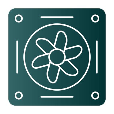 Soğutucunun vektör çizimi. Havalandırma fan çizimi, pictogram