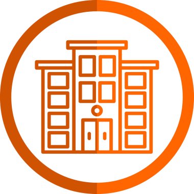 Belediye binası düz ikon vektör illüstrasyonu