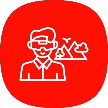 Sanal gerçeklik kulaklığı olan bir adamın vektör çizimi