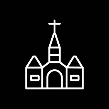 Kilise çizgisi simgesi, siyah vektör illüstrasyonunda kavram işareti, doğrusal sembol,