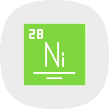 periyodik tablo simgesi. Kimyasal simge sembolü. Vektör çizimi. Düz stil. Beyaz arka planda izole edilmiş. Web ve mobil tasarım için düz resim.