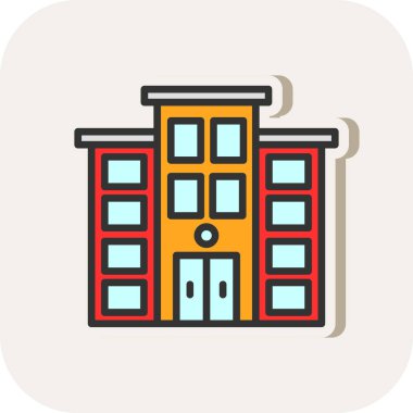 Belediye binası düz ikon vektör illüstrasyonu