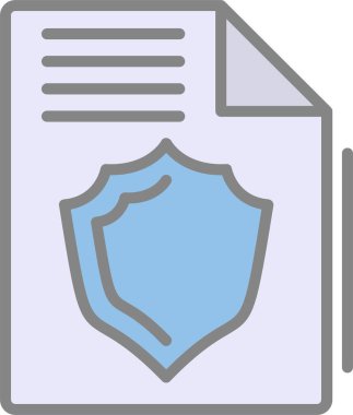 Kalkanlı dosya koruma simgesi, vektör illüstrasyonu