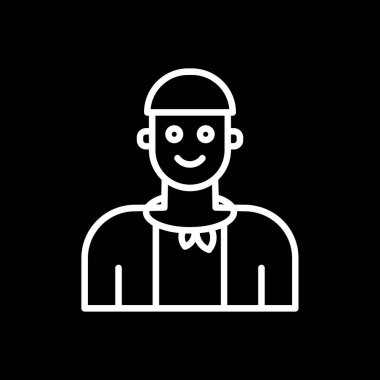 Beyaz takım elbiseli ve siyah şapkalı bir adamın vektör çizimi.