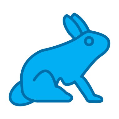 Mavi çizgi ikonlu şirin tavşan. Paskalya tavşanı. Web sayfası, mobil, tanıtım için resim çizelgesi.