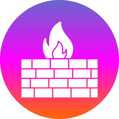 Güvenlik duvarı. Web simgesi vektör illüstrasyonu  