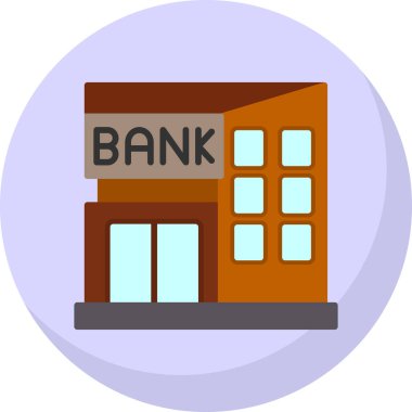 Banka binası ikonu. düz tasarım illüstrasyon. 