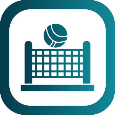 Voleybol net simgesi, ana hatlı vektör illüstrasyonu