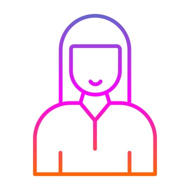 kız düz simgesi, vektör illüstrasyonu