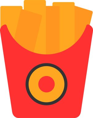 Kızarmış patatesin vektör çizimi. Yiyecek ikonu, patates kızartması. 