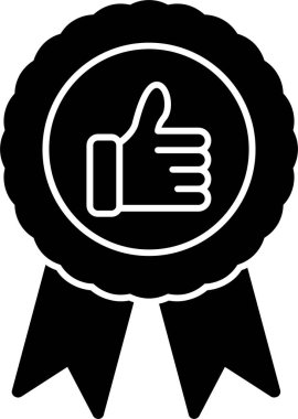 Başparmak yukarı simgesi. vektör biçimi yuvarlak açılı düz simge, siyah renk, beyaz arkaplan.