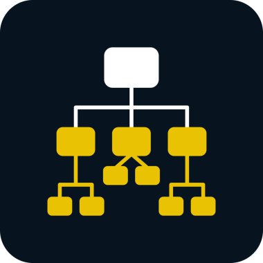 ağ simgesi. Vektör biçimi düz sarı ve siyah renklerdir, beyaz arkaplanda yuvarlak kare düğme