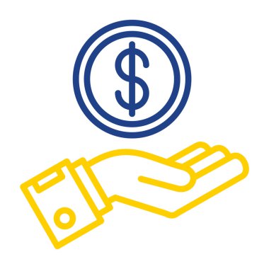 Para biriktir. Web simgesi basit bir illüstrasyon. El ve dolar para sembolü