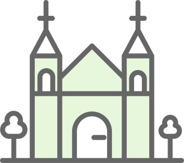 Bir kilise ikonu, katedral kulesinin vektör çizimi 