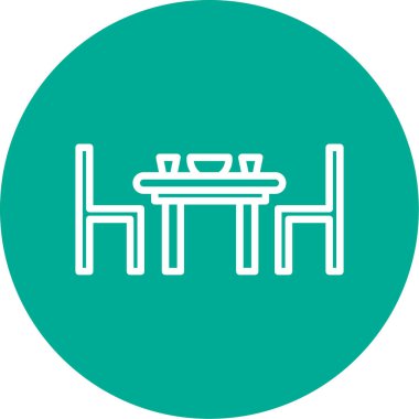 Yemek masası ve sandalyeler simgesi, vektör illüstrasyonu 