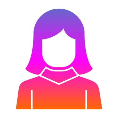 kız düz simgesi, vektör illüstrasyonu