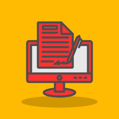 Dijital imza simgesi, vektör illüstrasyonu 