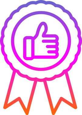 Beyaz rozet simgesinin pembe arka plandaki bir çemberdeki vektör çizimi