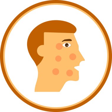 Yuvarlak bir yüz ikonu olan düz bir adamın kafası. vektör illüstrasyonu.