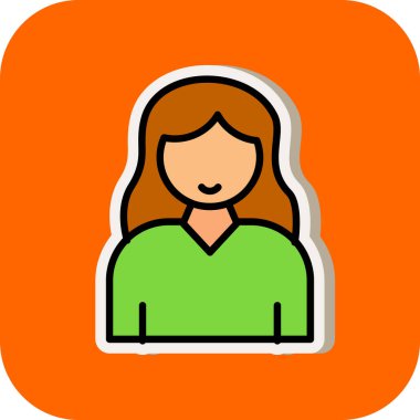 Genç kadın simgesi, vektör illüstrasyonu