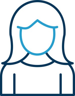 kız düz simgesi, vektör illüstrasyonu