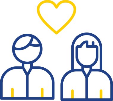 Çift kalp simgesini ana hatlarıyla sever