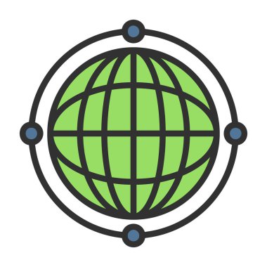  Sanal Dünya Globe web simgesi, vektör illüstrasyonu